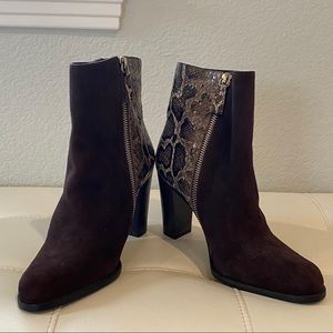 ELYSE WALKER “Jill” Brown Suede + Snake Boots 37
